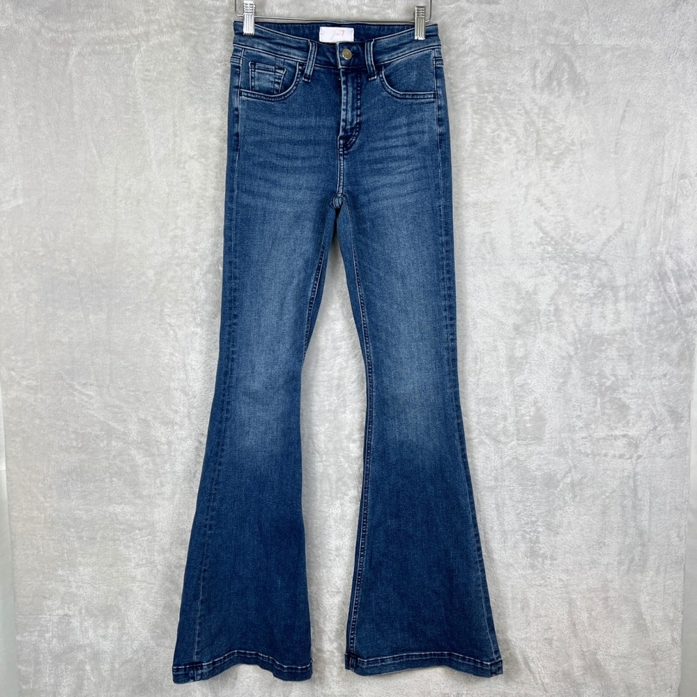Jen7 Flare Bootcut Jeans Womens 0 24x34 Mid Rise Stretch‎ Denim Dark Wash Y2K